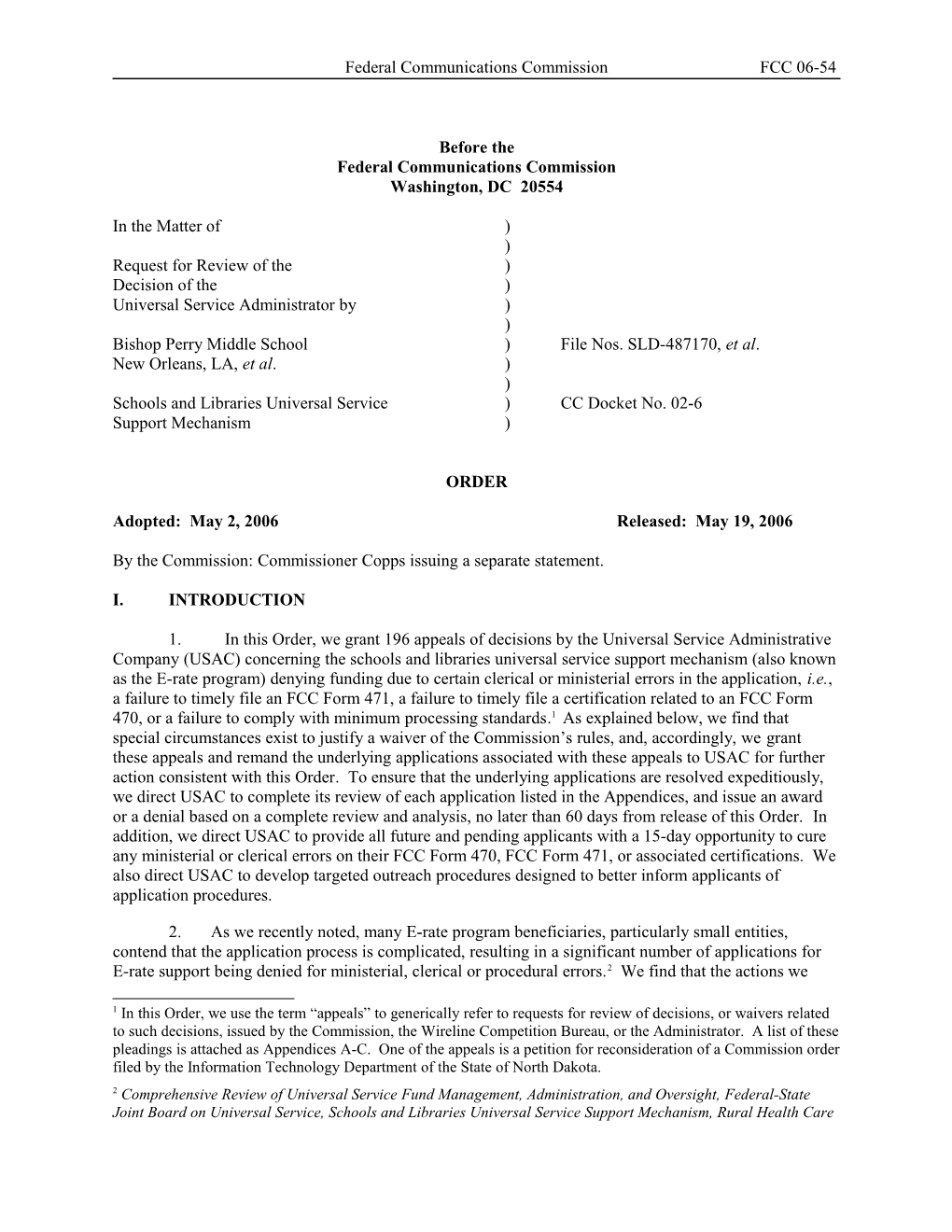 Federal Communications Commission FCC 06-54