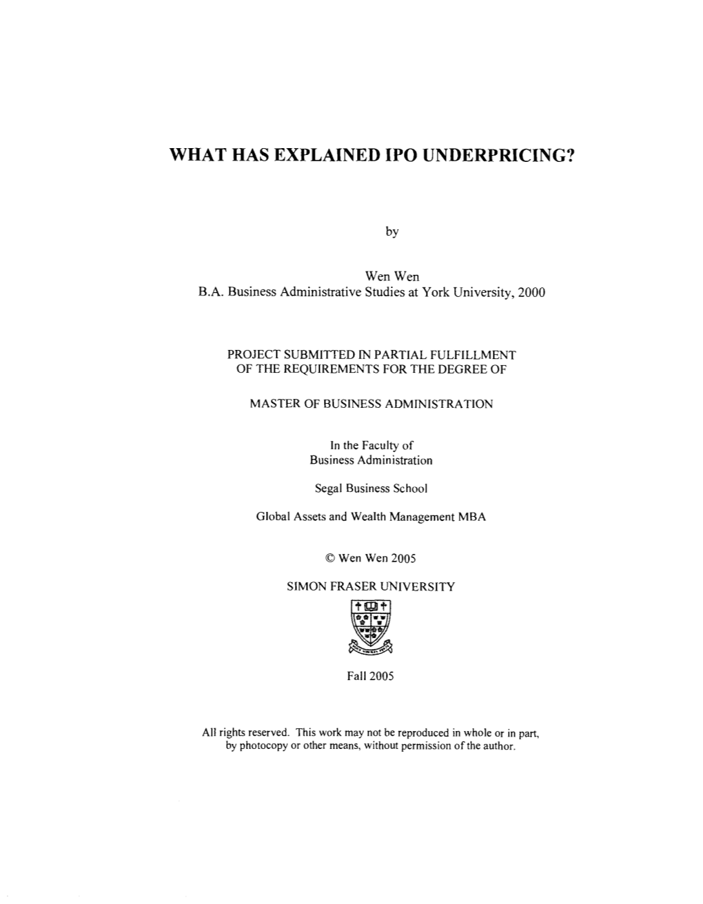 What Has Explained Ipo Underpricing?