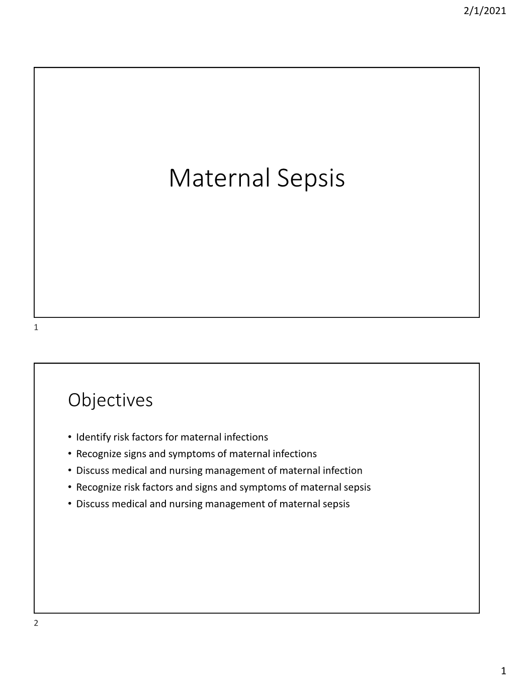 Maternal Sepsis