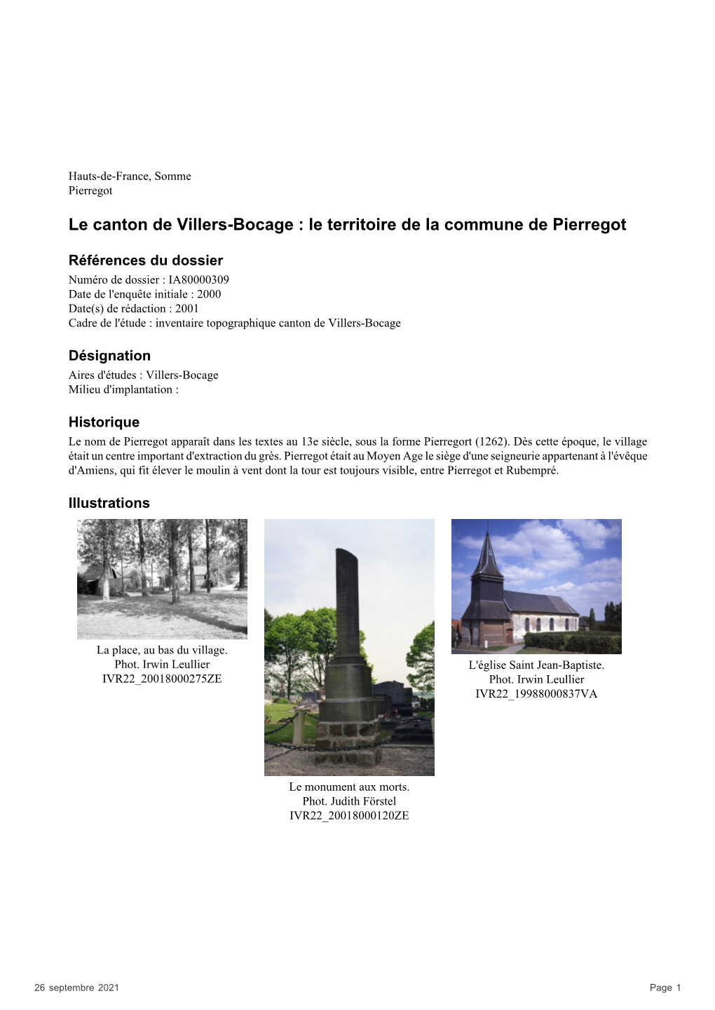 Le Canton De Villers-Bocage : Le Territoire De La Commune De Pierregot