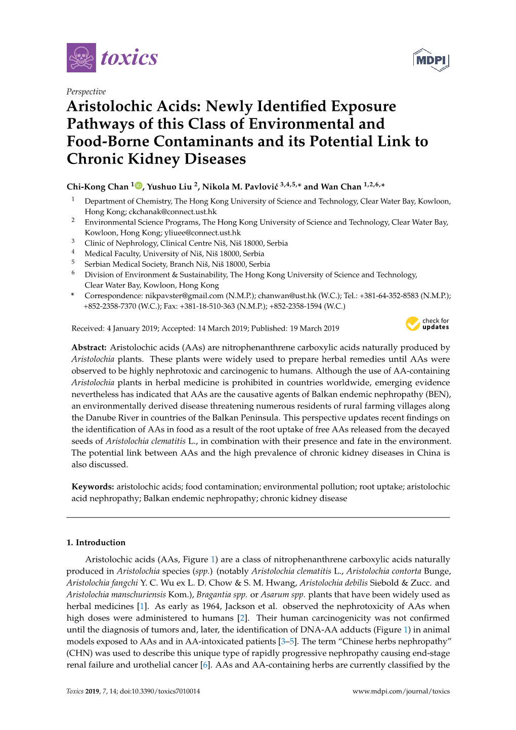 Aristolochic Acids: Newly Identified Exposure Pathways of This Class of Environmental and Food-Borne Contaminants and Its Potent