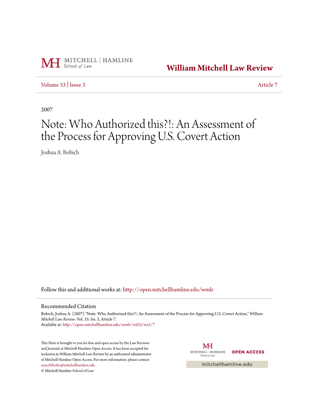 Who Authorized This?!: an Assessment of the Process for Approving US Covert Action