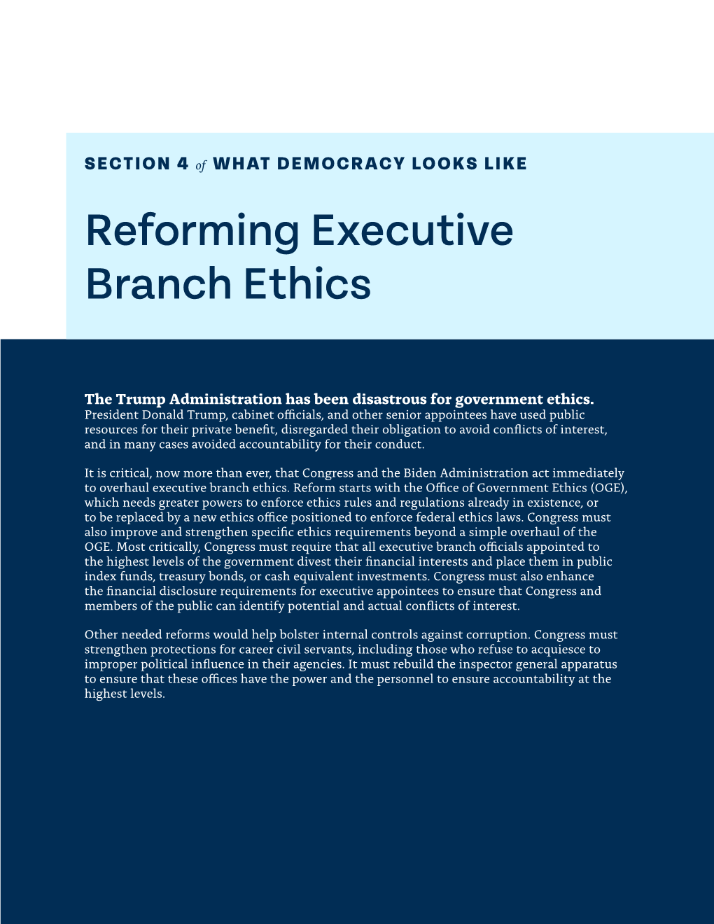 Reforming Executive Branch Ethics