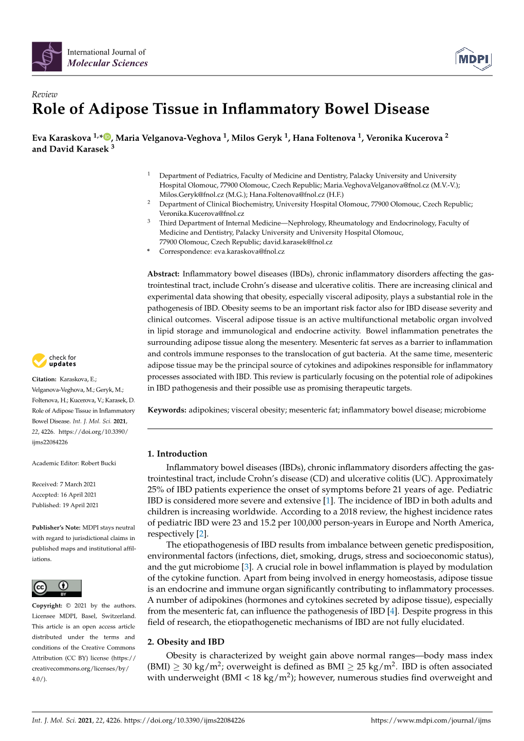 Role of Adipose Tissue in Inflammatory Bowel Disease