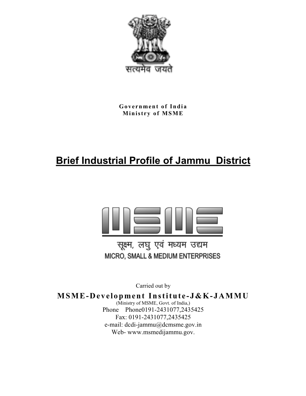 Brief Industrial Profile of Jammu District