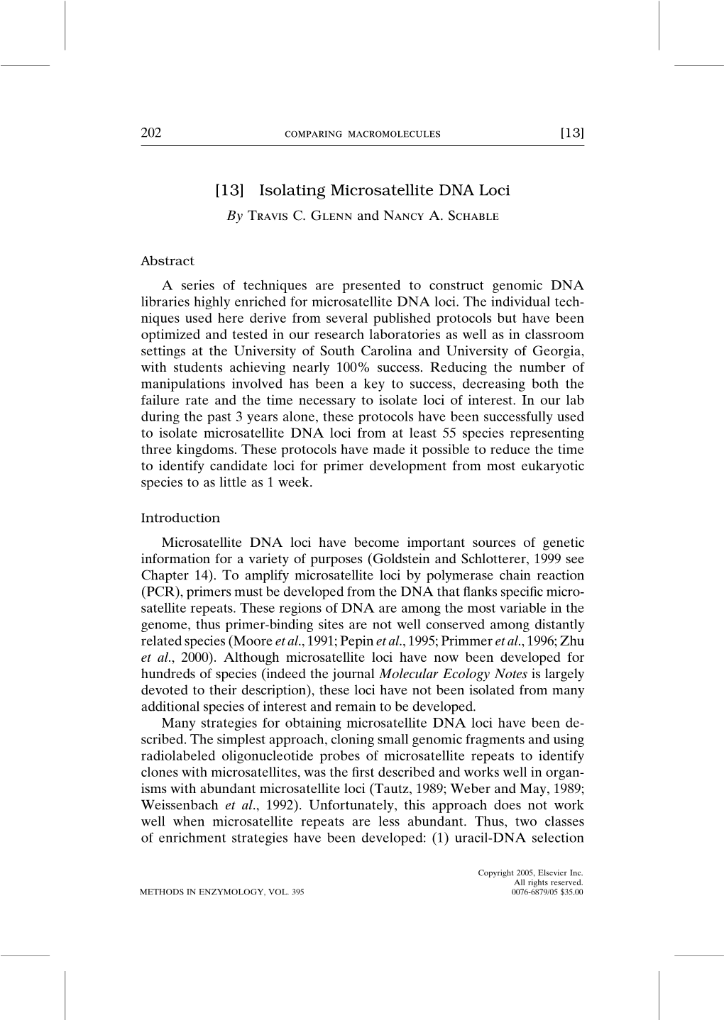 [13] Isolating Microsatellite DNA Loci by Travis C