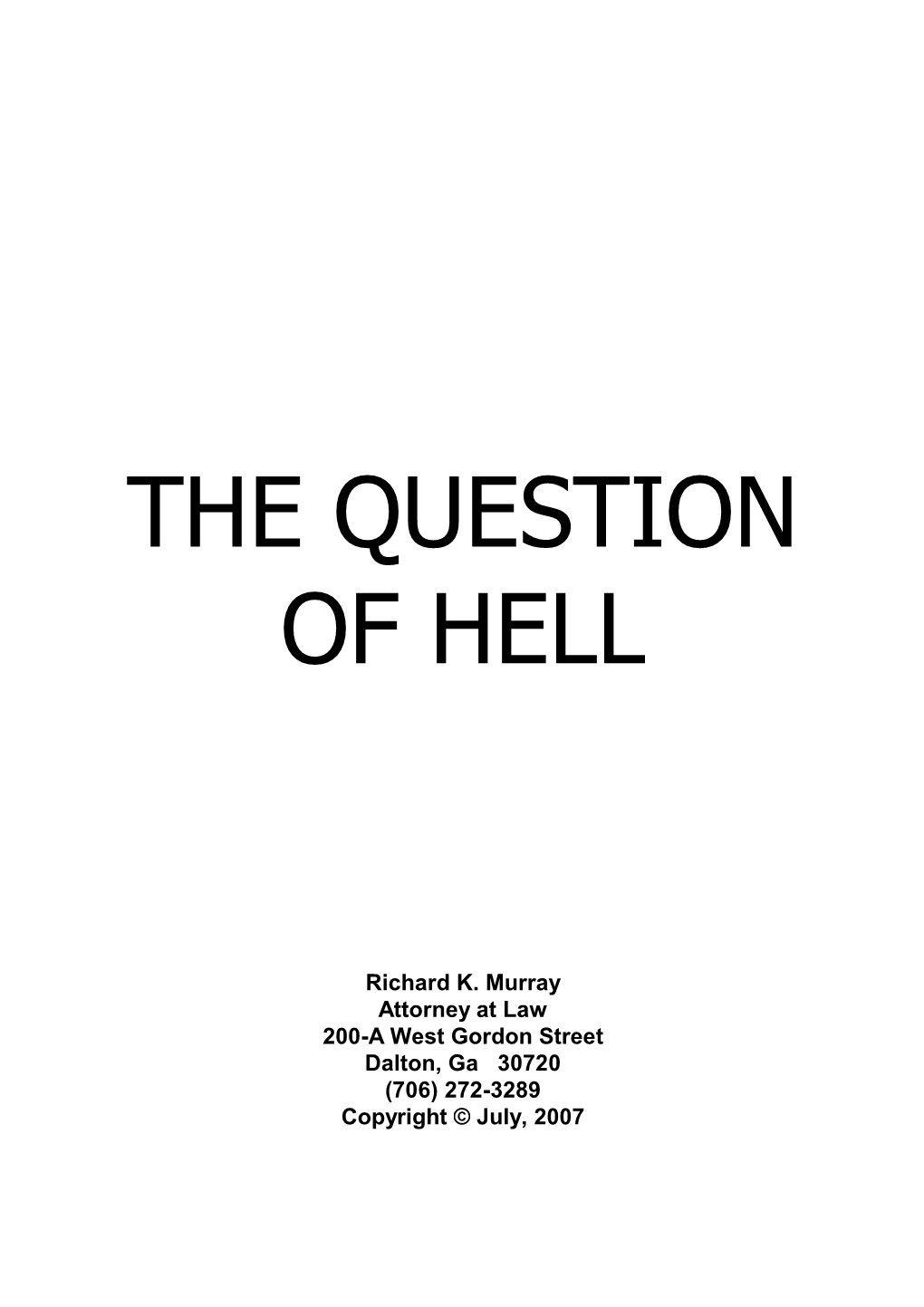 The Question of Hell