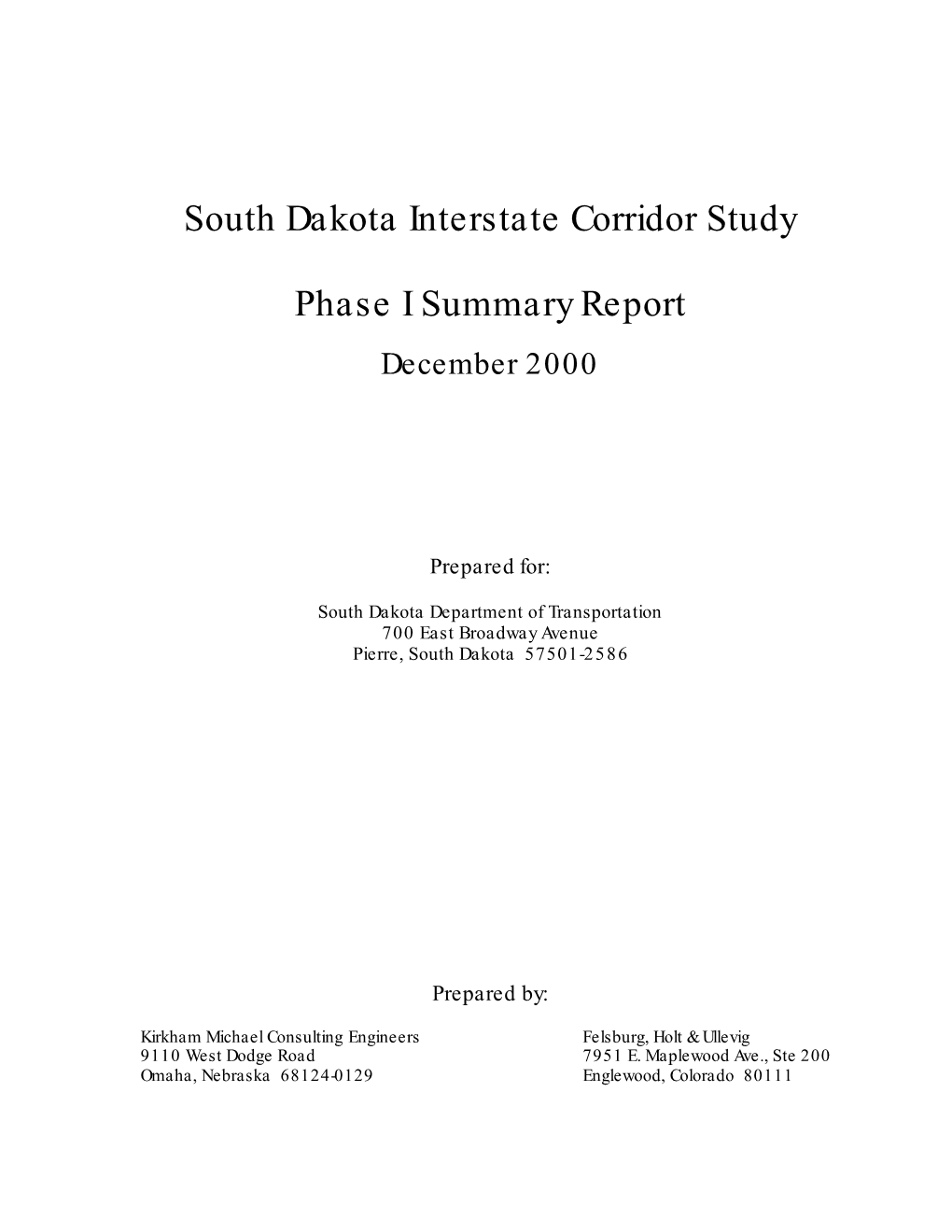 Interstate Corridor Study Phase I Final Report