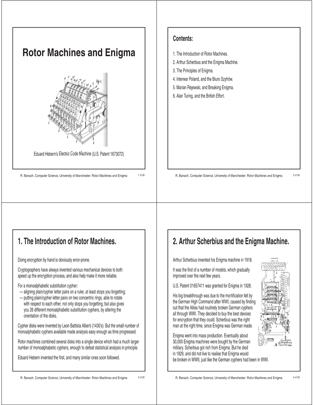 Rotor Machines and Enigma 1