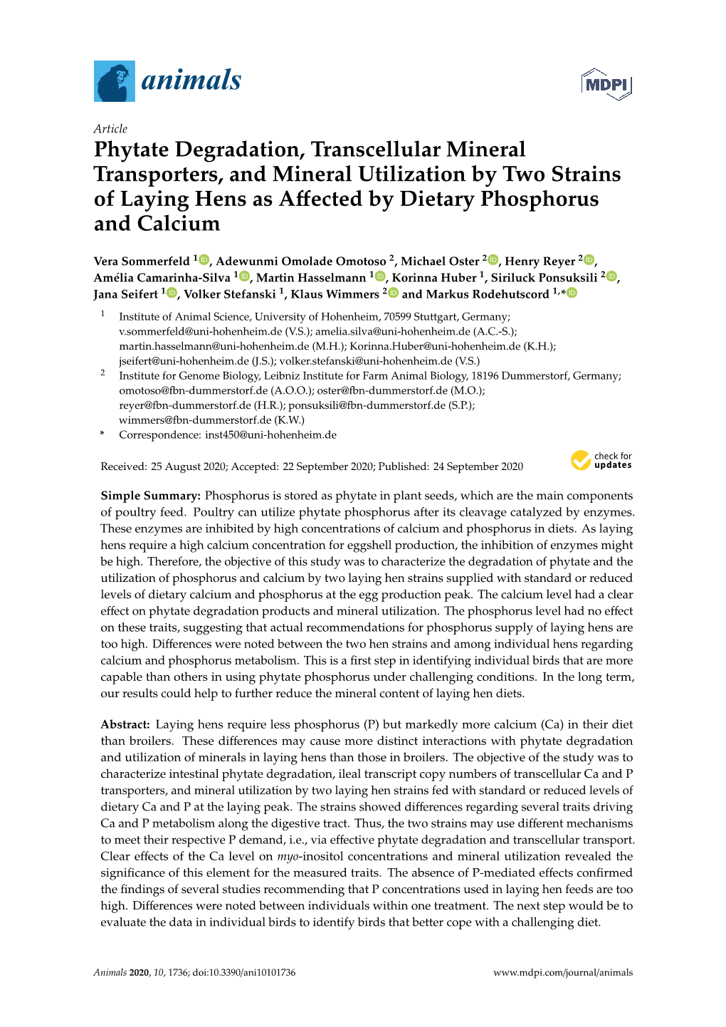 Phytate Degradation, Transcellular Mineral Transporters, and Mineral Utilization by Two Strains of Laying Hens As Aﬀected by Dietary Phosphorus and Calcium