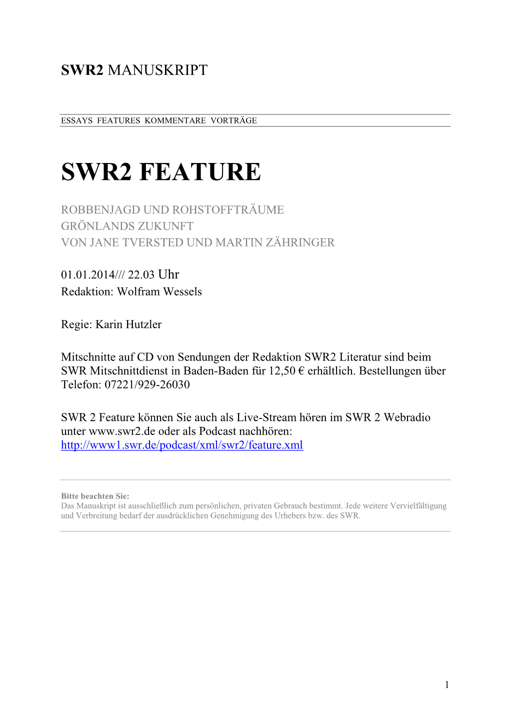 Swr2 Feature