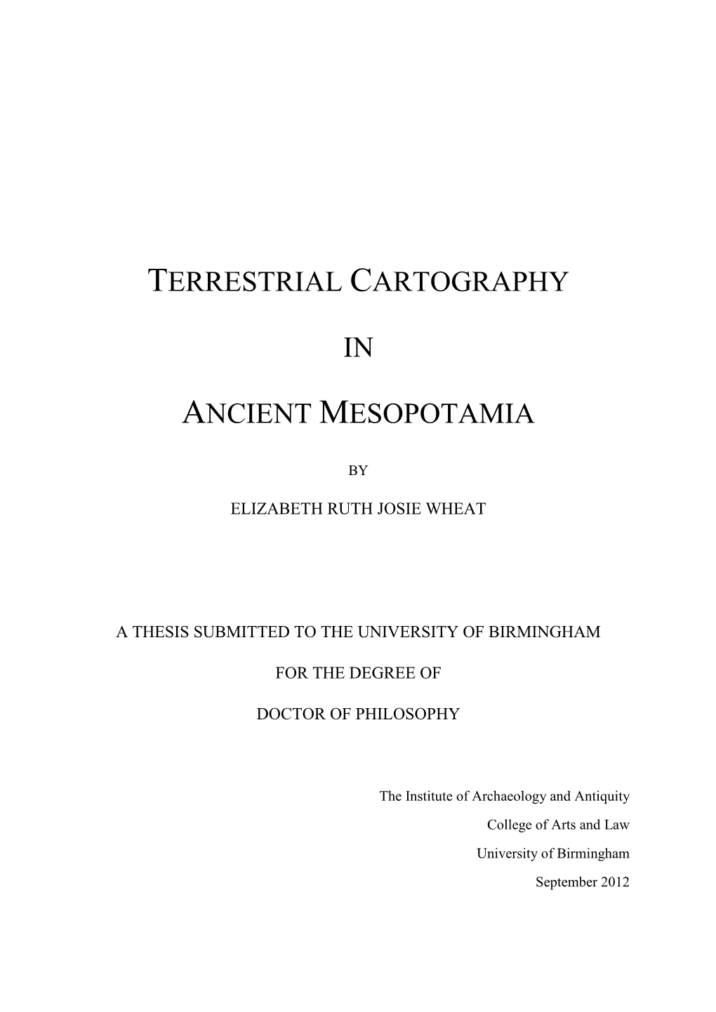 Terrestrial Cartography in Ancient Mesopotamia