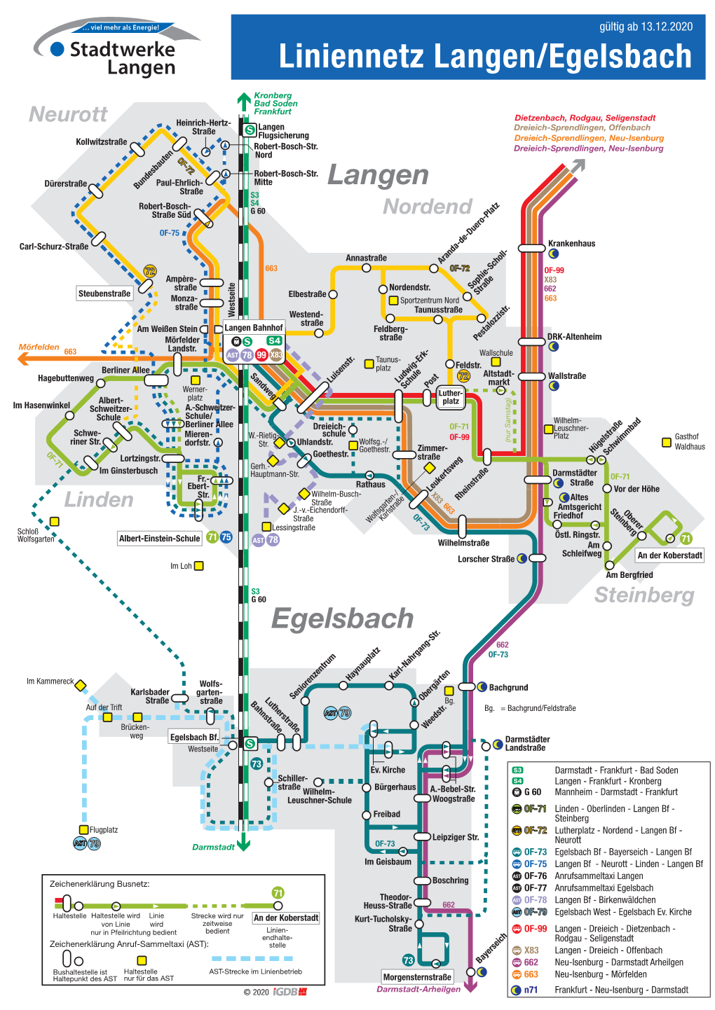 Liniennetz Langen/Egelsbach