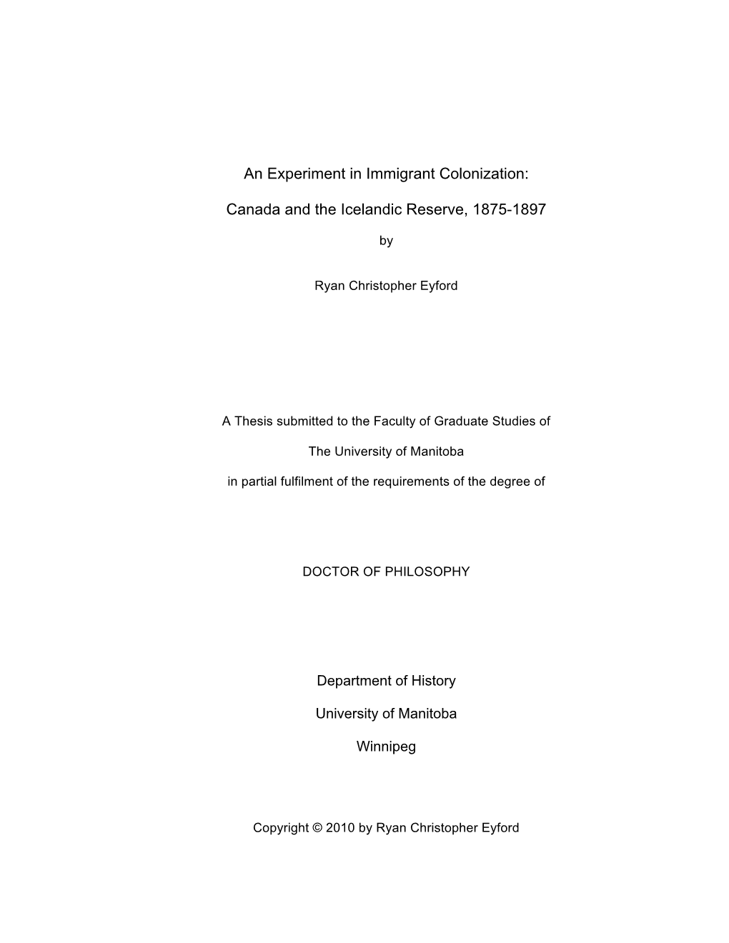 Canada and the Icelandic Reserve, 1875-1897