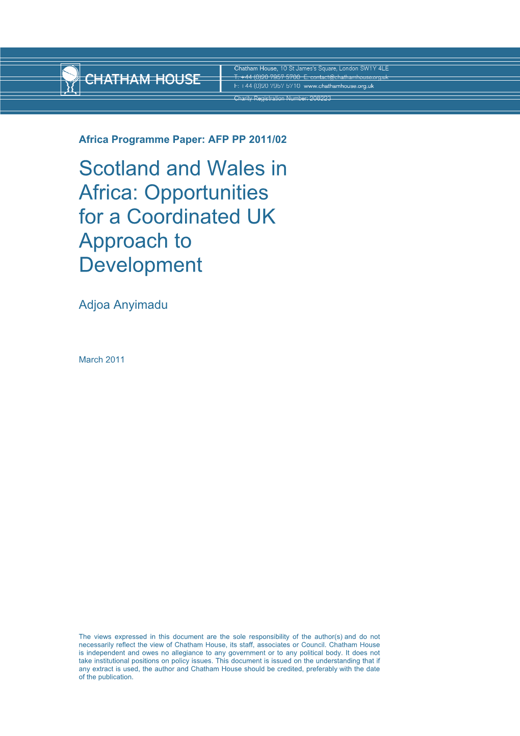 Scotland and Wales in Africa: Opportunities for a Coordinated UK Approach to Development