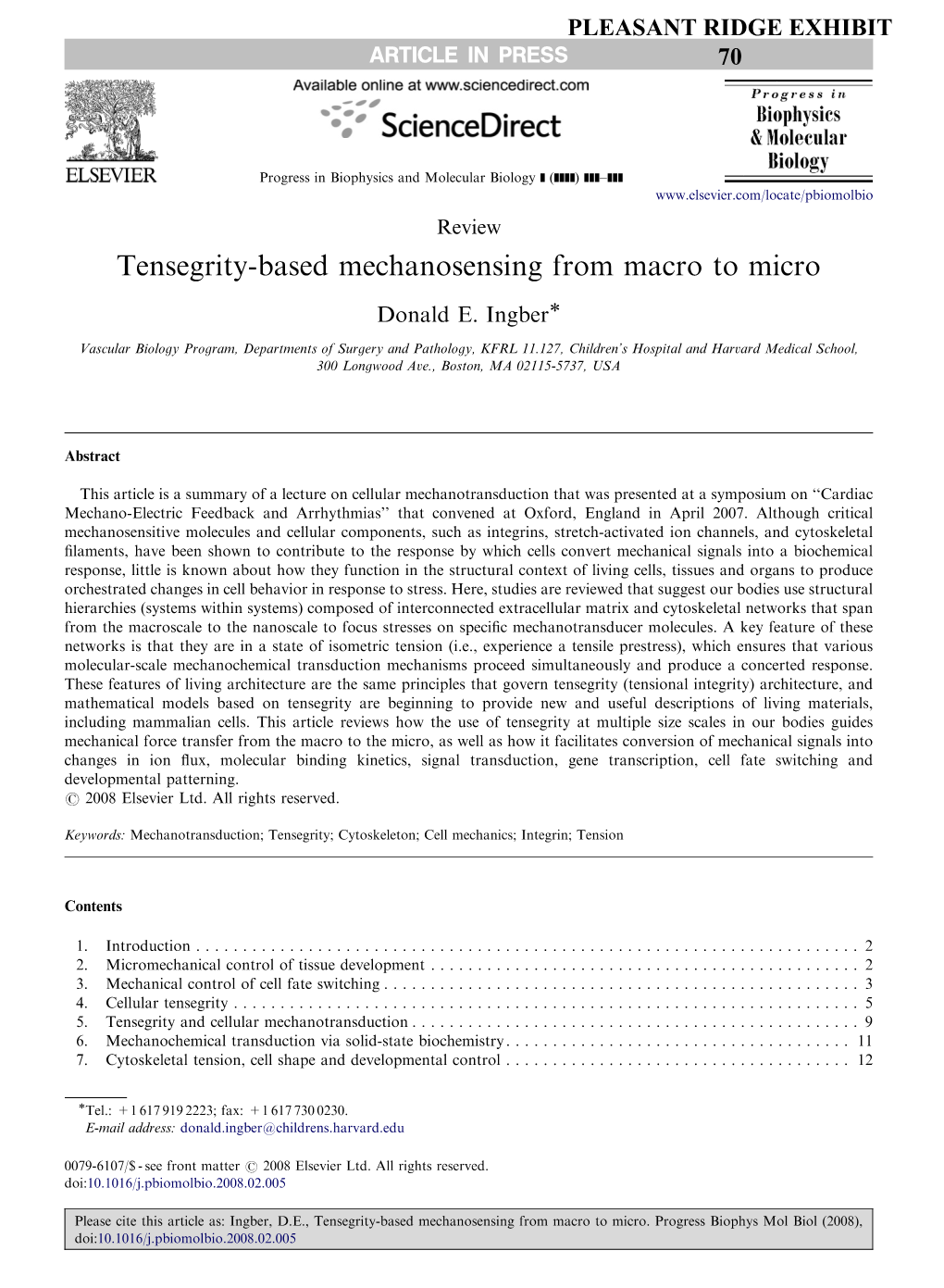 Tensegrity-Based Mechanosensing from Macro to Micro