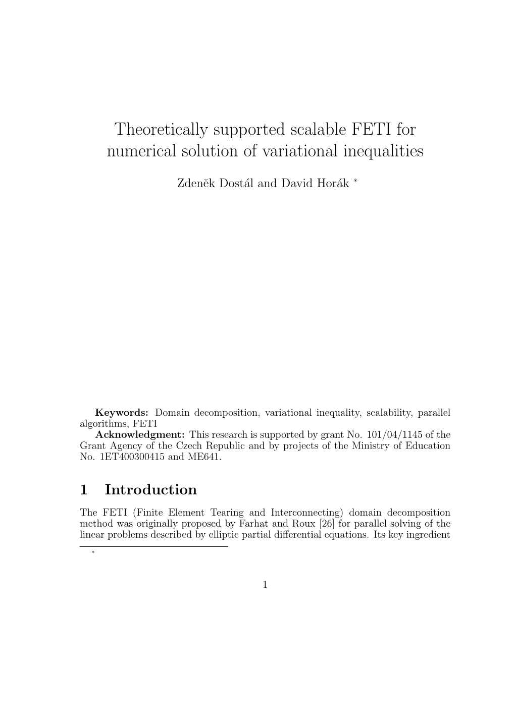 Theoretically Supported Scalable FETI for Numerical Solution of Variational Inequalities