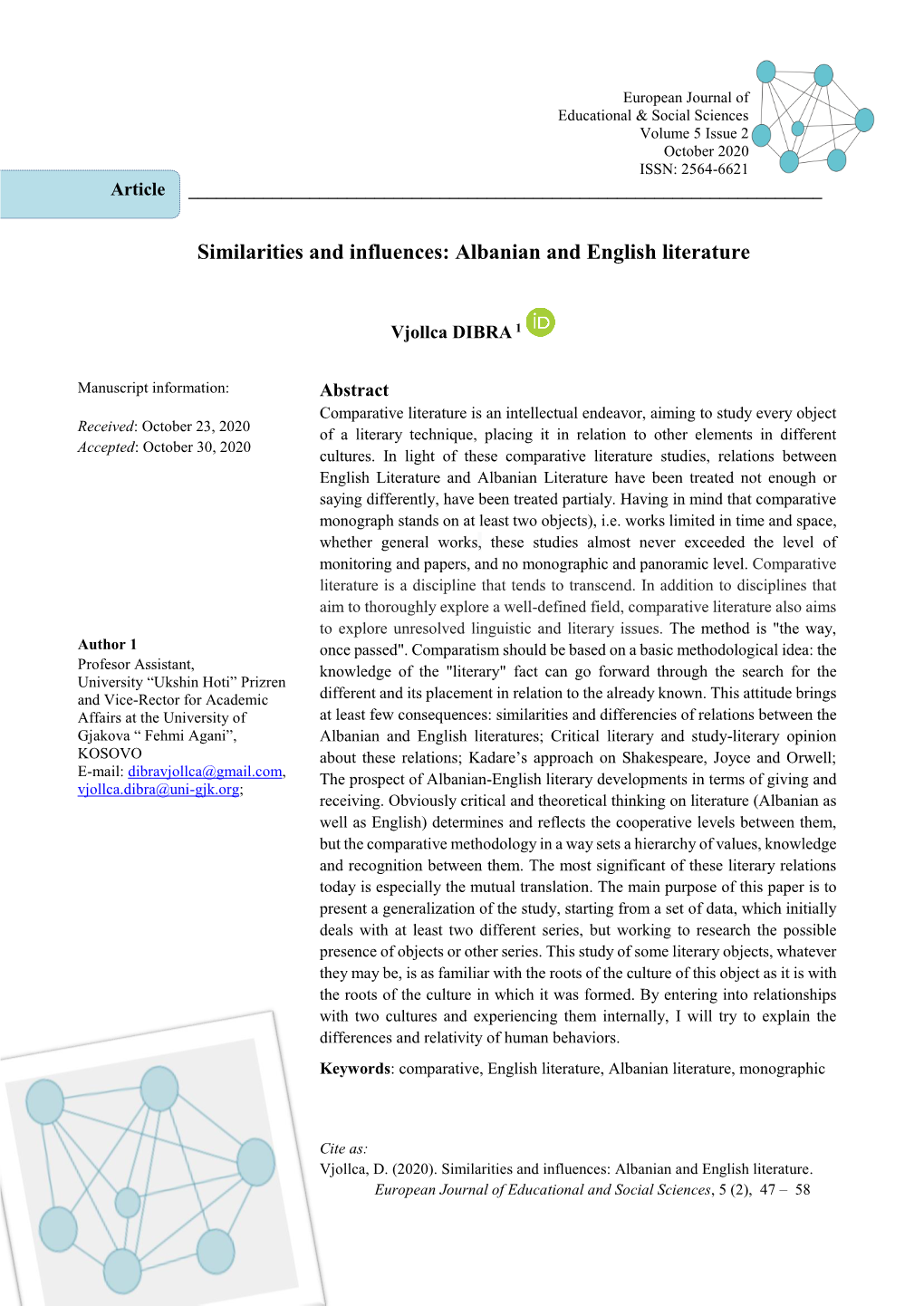 Albanian and English Literature