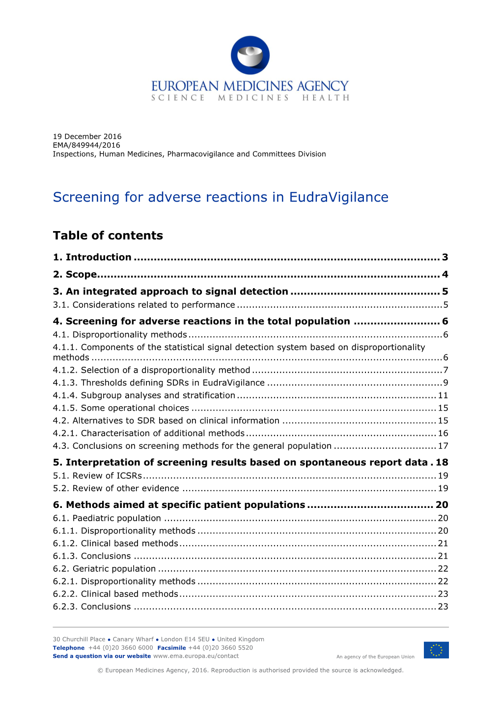 Screening for Adverse Reactions in Eudravigilance