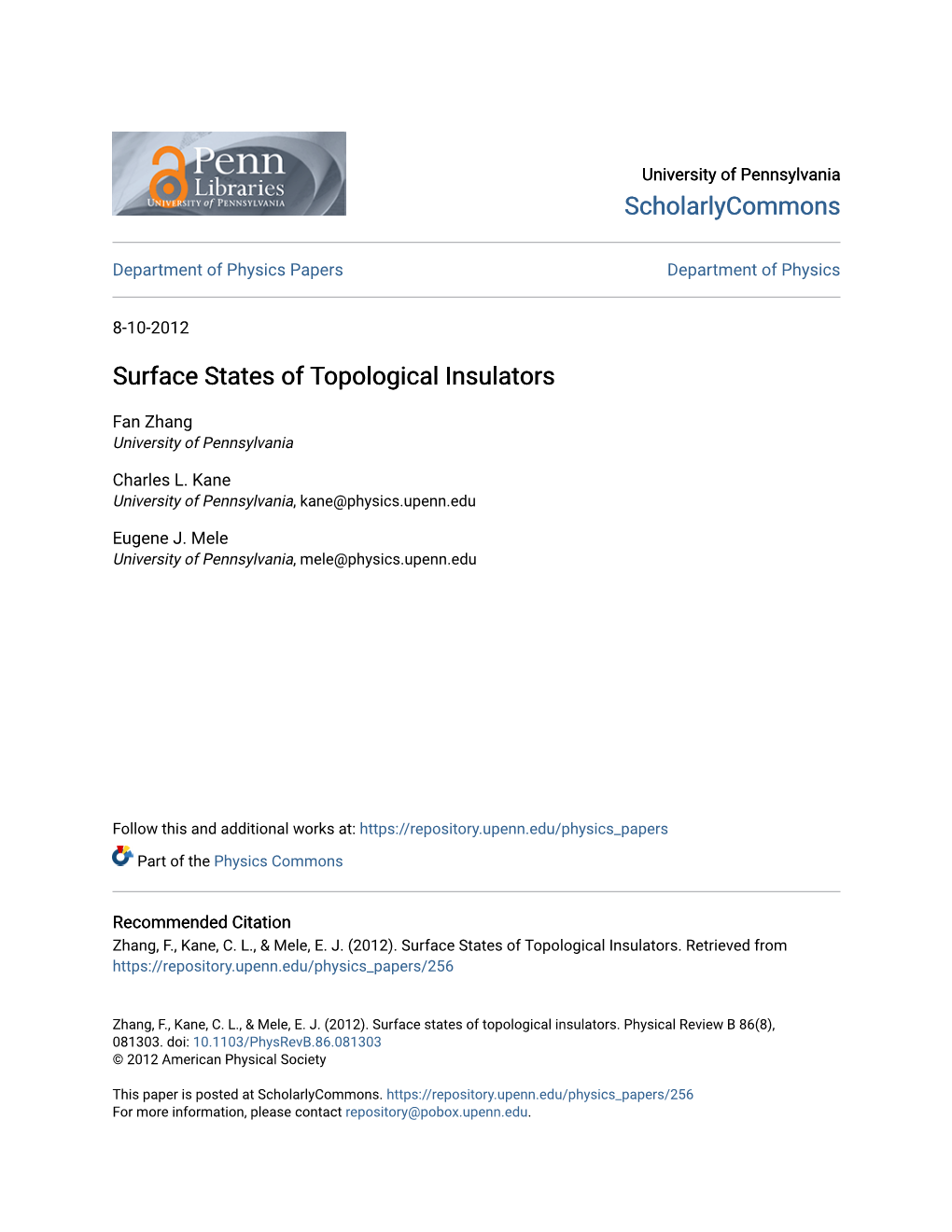 Surface States of Topological Insulators