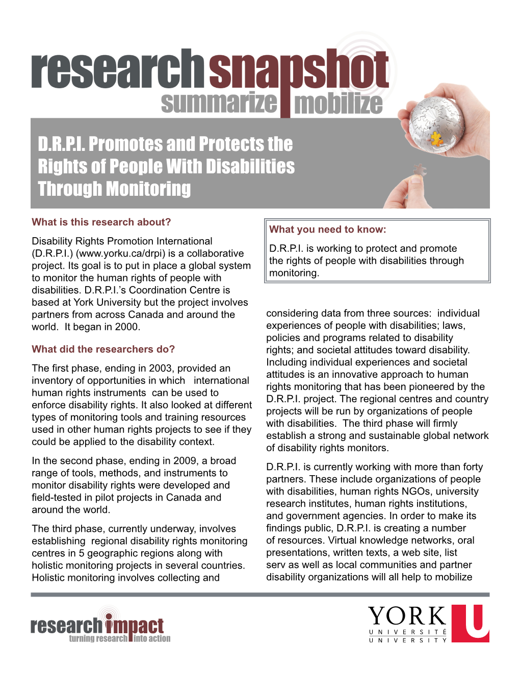 D.R.P.I. Promotes and Protects the Rights of People with Disabilities Through Monitoring