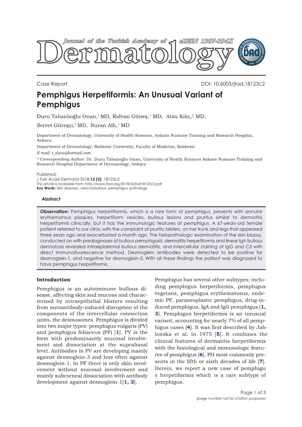 Pemphigus Herpetiformis: an Unusual Variant of Pemphigus