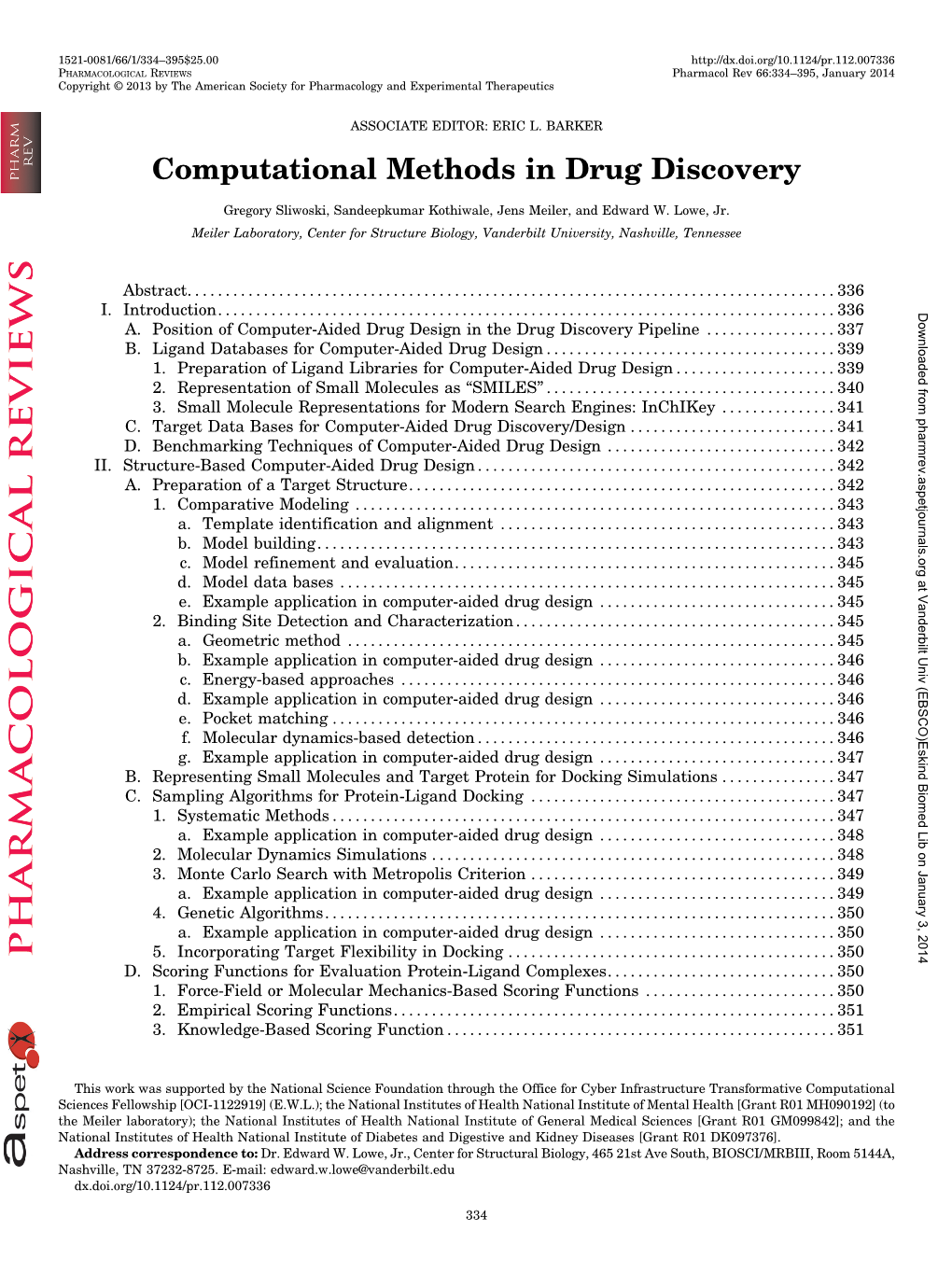 Computational Methods in Drug Discovery