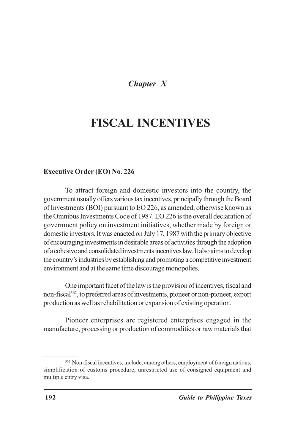 Fiscal Incentives