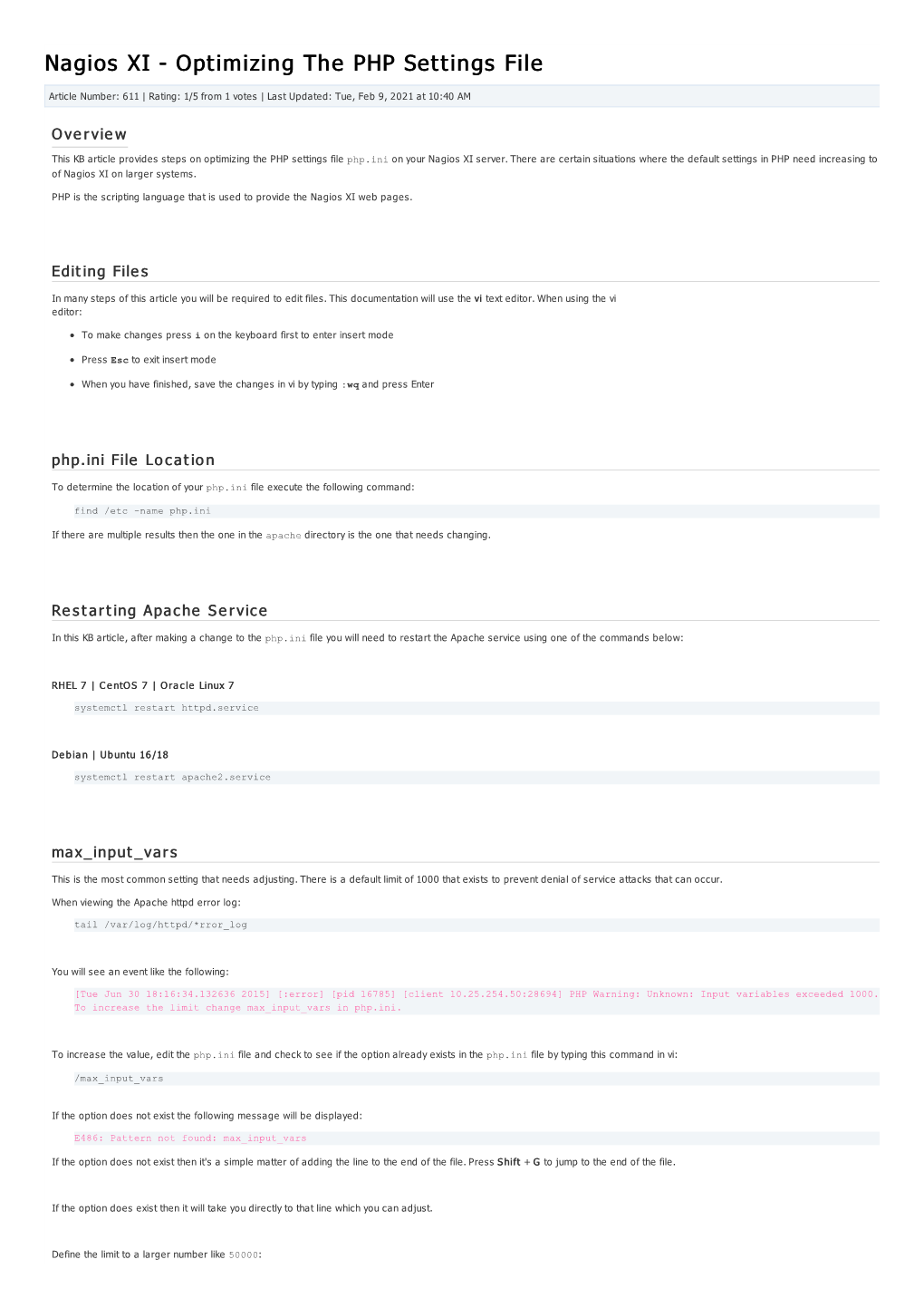 Nagios XI - Optimizing the PHP Settings File