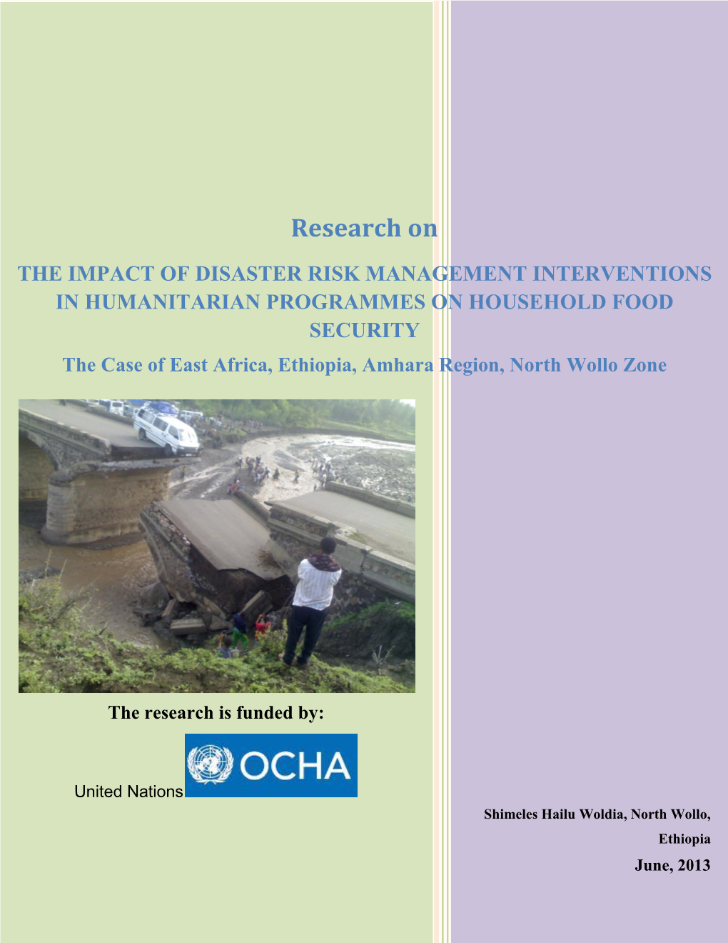 Impact of Disaster Risk Management Interventions in Humanitarian Programmes on Household Food Security