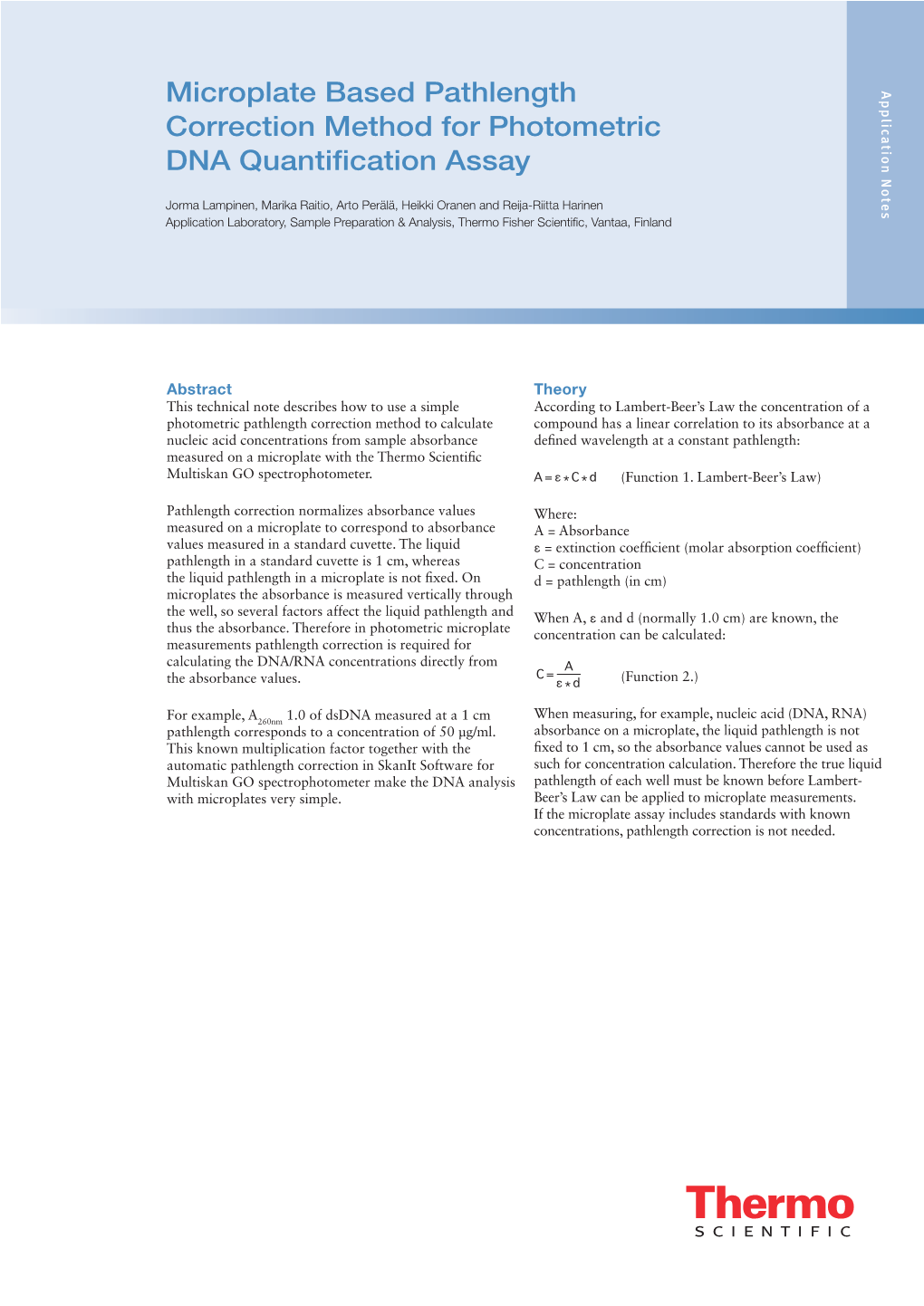 Microplate Based Pathlength Correction Method for Photometric