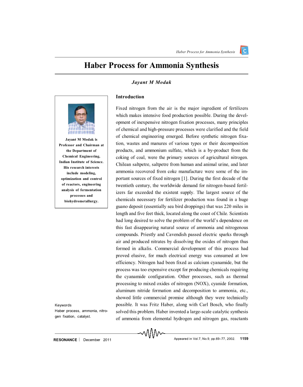 Haber Process for Ammonia Synthesis Haber Process for Ammonia Synthesis