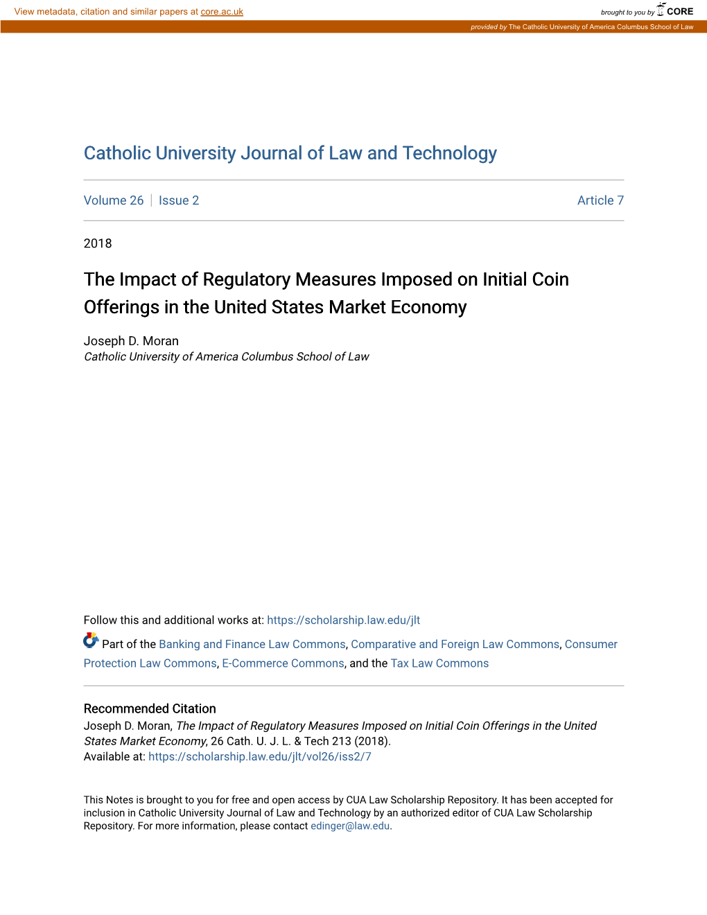 The Impact of Regulatory Measures Imposed on Initial Coin Offerings in the United States Market Economy