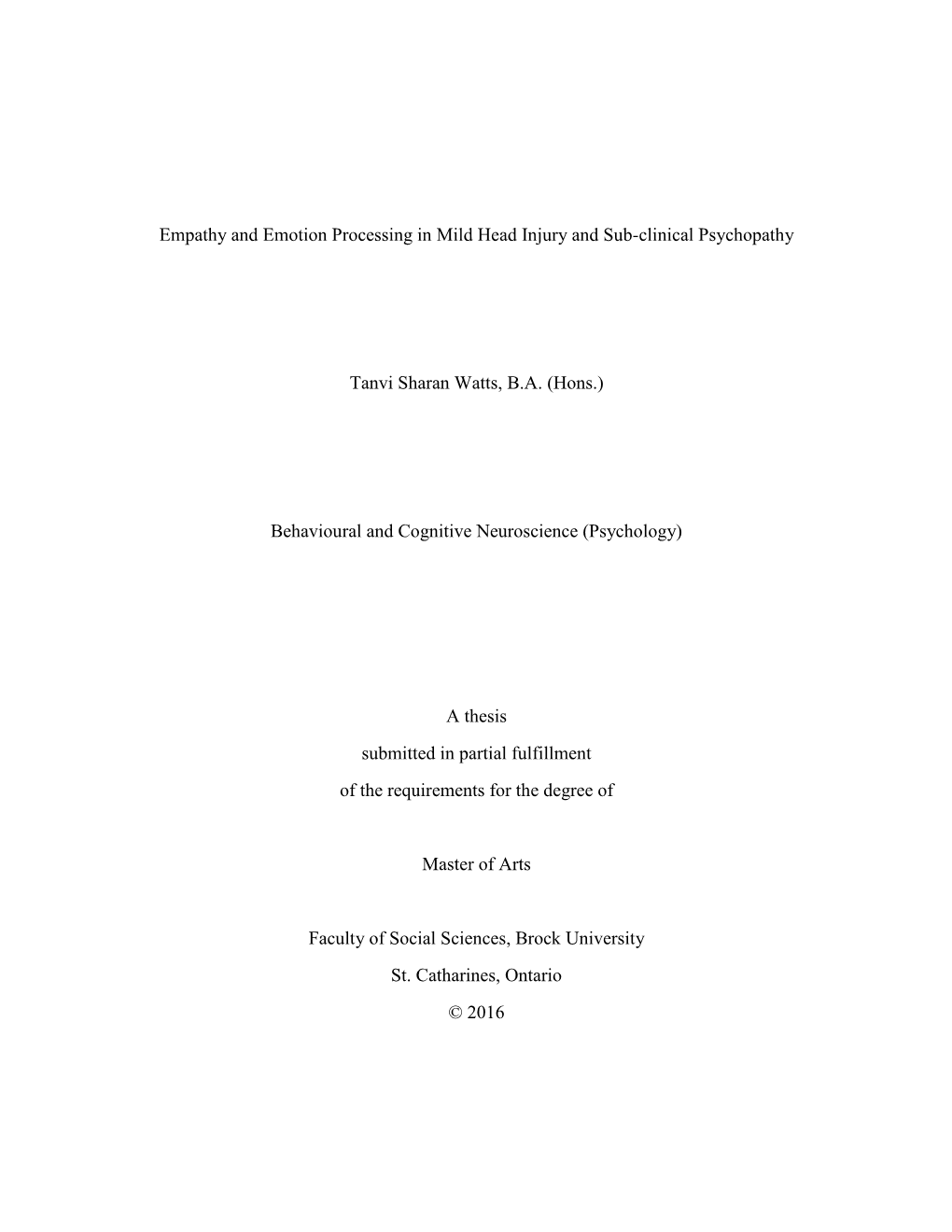 Empathy and Emotion Processing in Mild Head Injury and Sub-Clinical Psychopathy