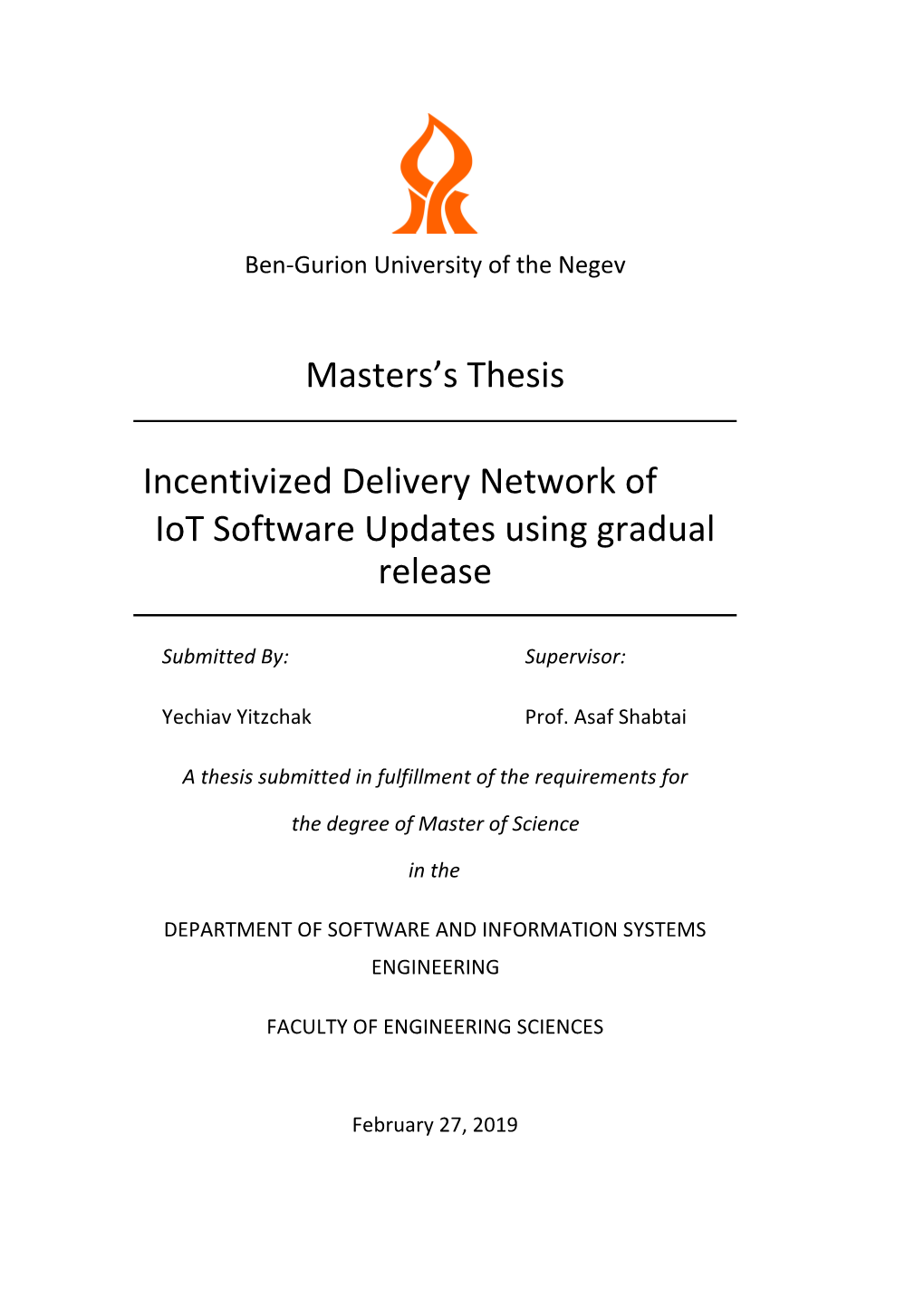 Masters's Thesis Incentivized Delivery Network of Iot Software Updates