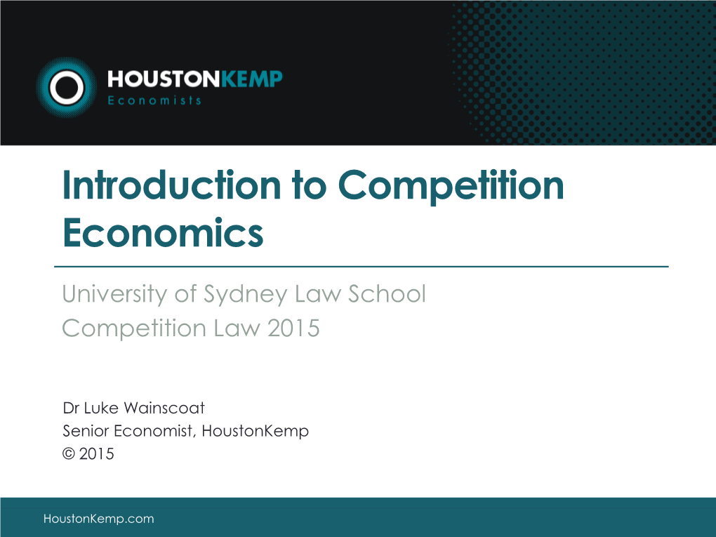 Introduction to Competition Economics