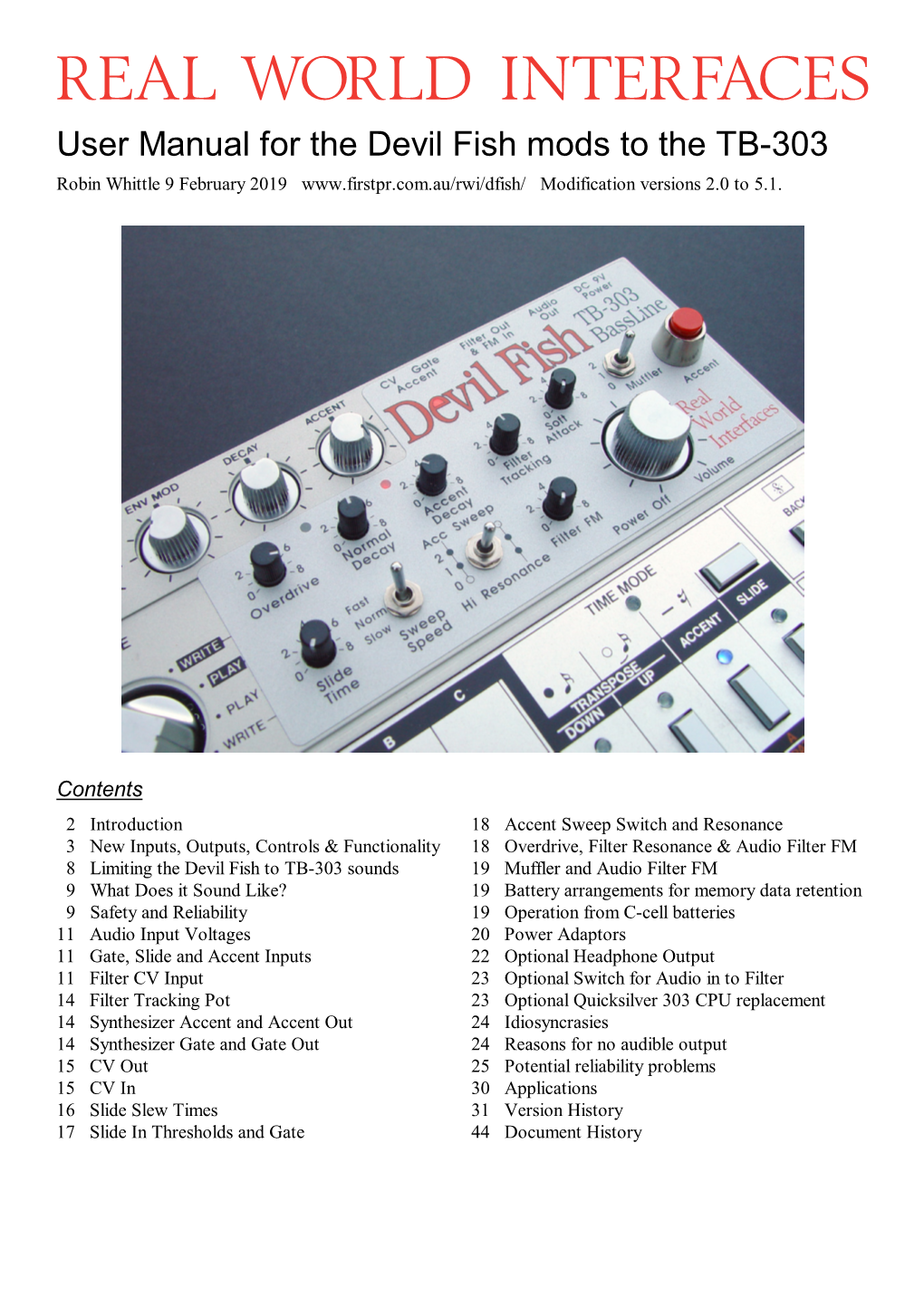 User Manual for the Devil Fish Mods to the TB-303