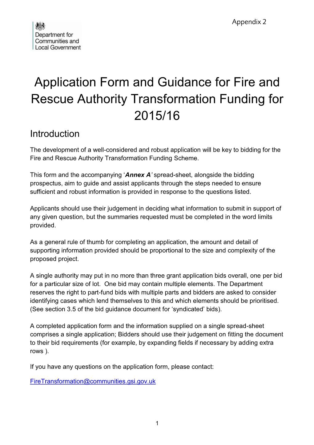 Application Form Guidance for Fire and Rescue