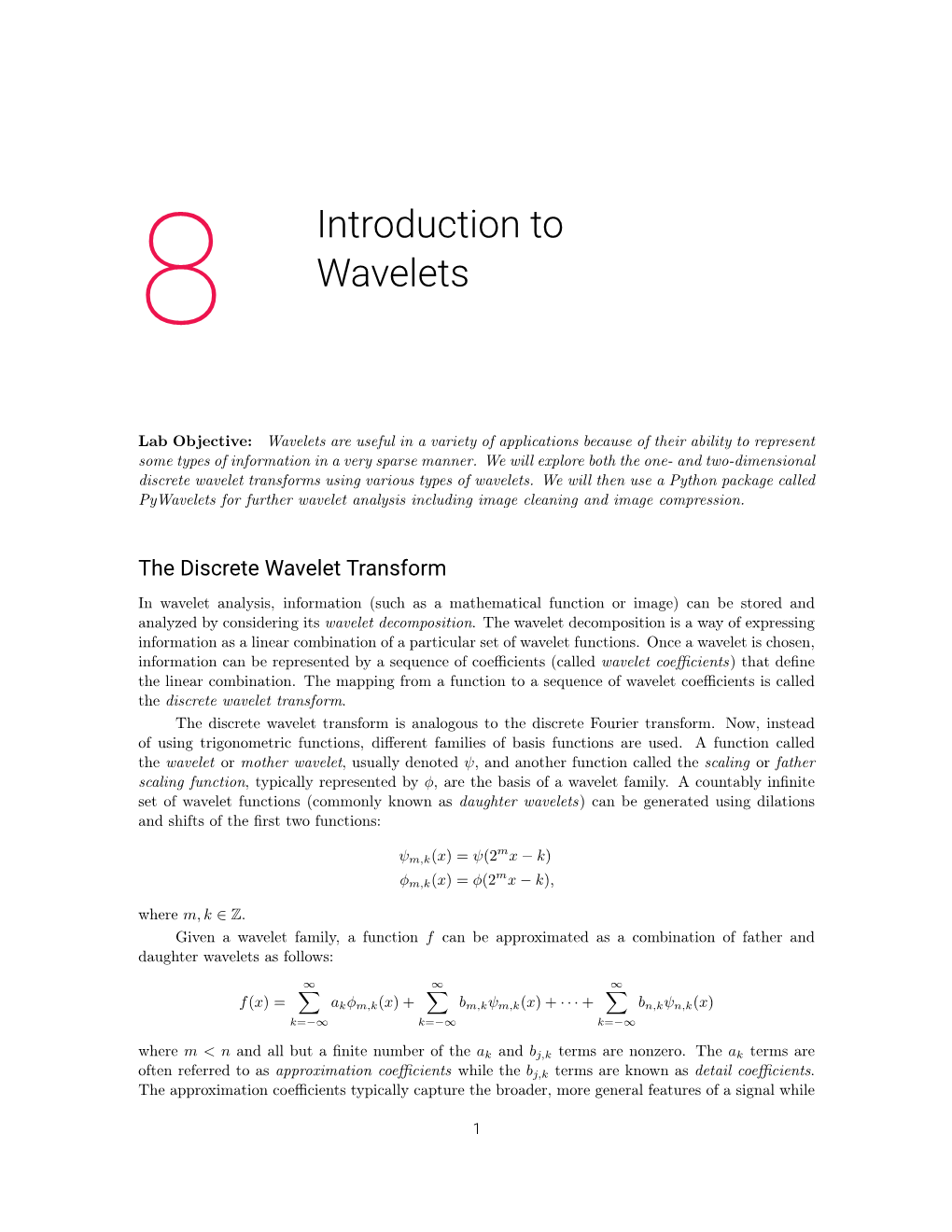 8 Introduction to Wavelets