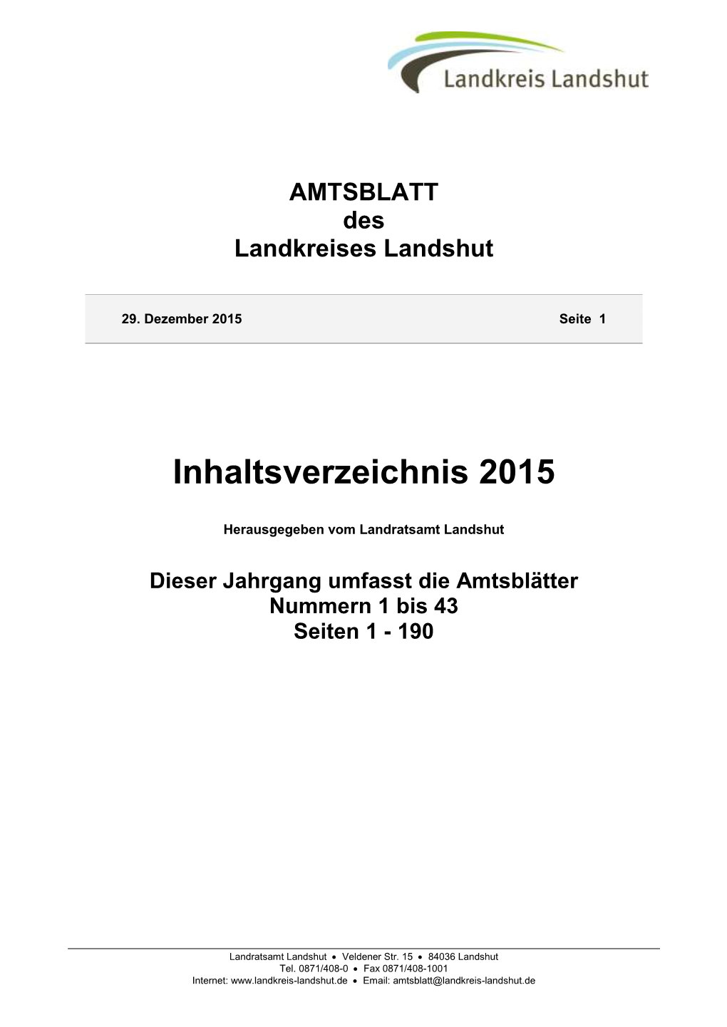 Inhaltsverzeichnis 2015