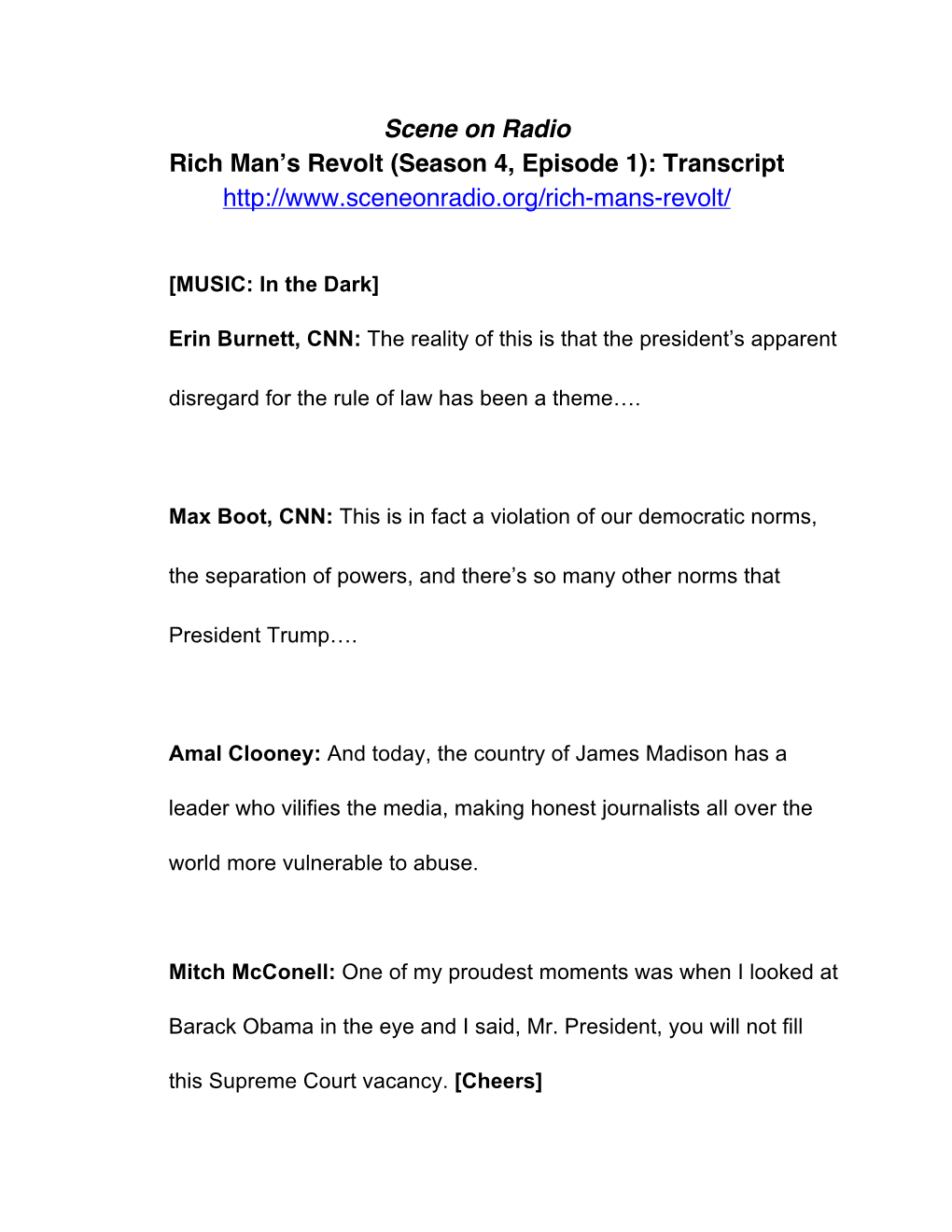 Scene on Radio Rich Man's Revolt (Season 4, Episode 1): Transcript