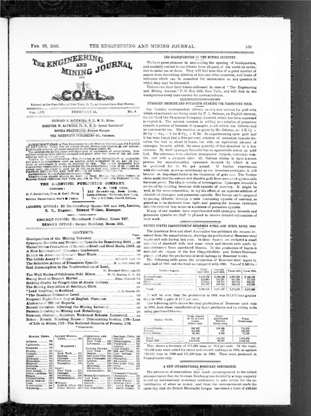 The Engineering and Mining Journal 1895-02-23