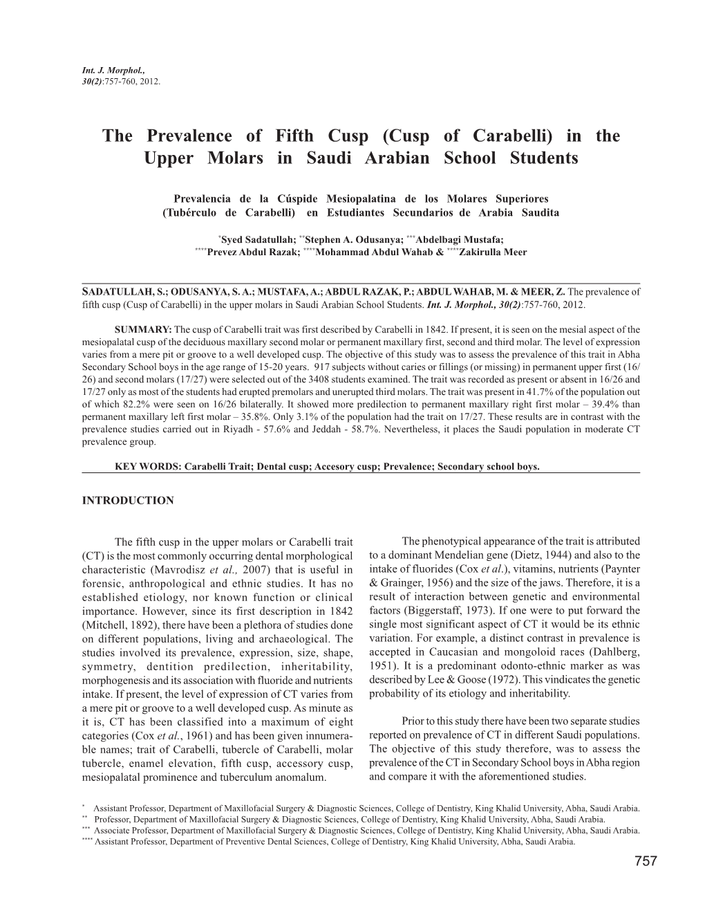 (Cusp of Carabelli) in the Upper Molars in Saudi Arabian School Students