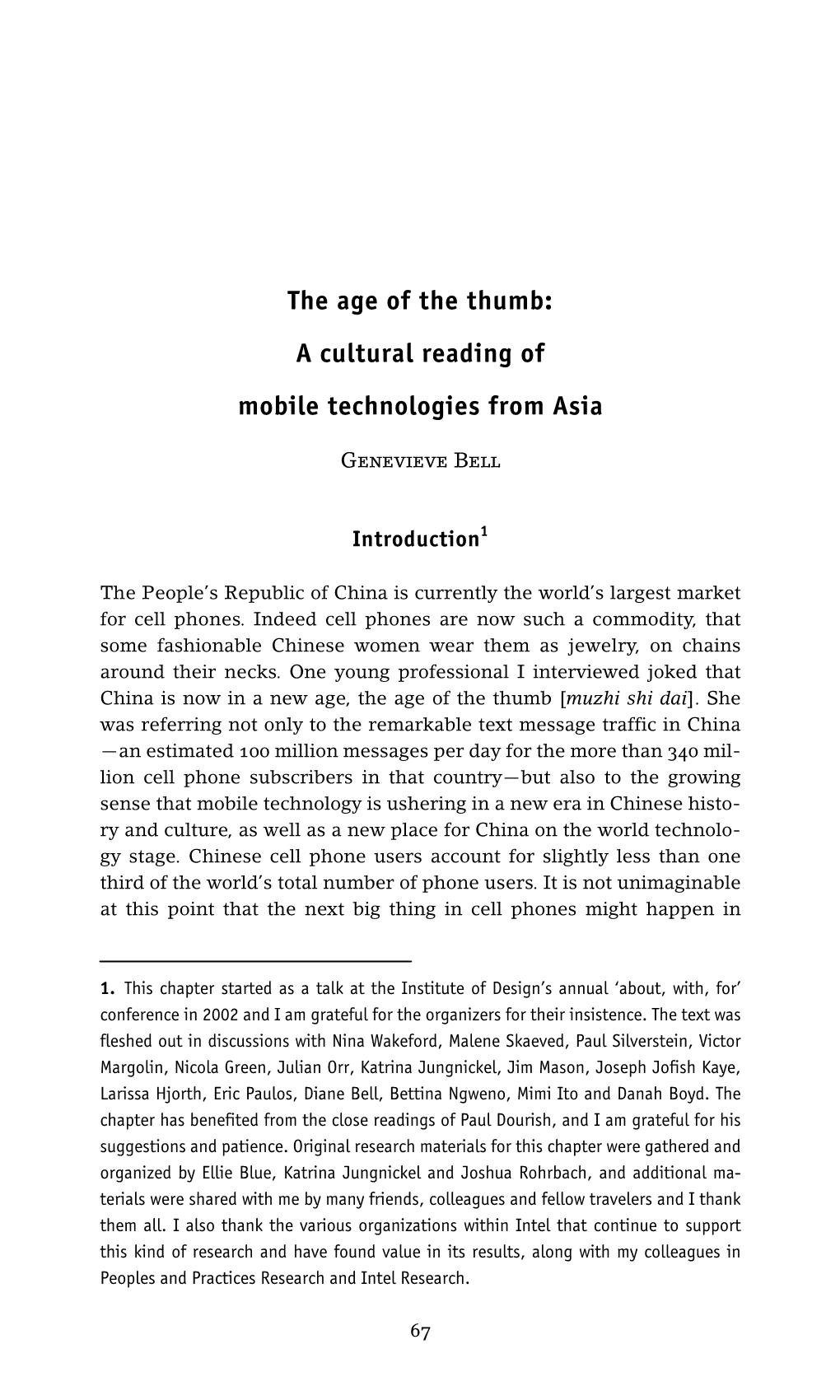 A Cultural Reading of Mobile Technologies from Asia
