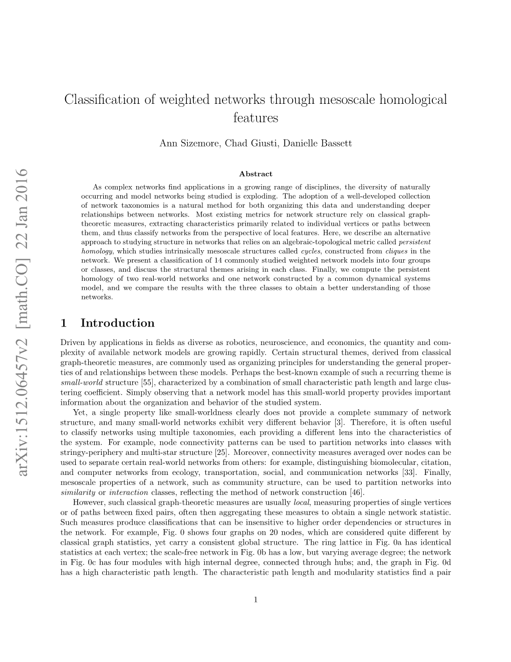 Classification of Weighted Networks Through Mesoscale Homological