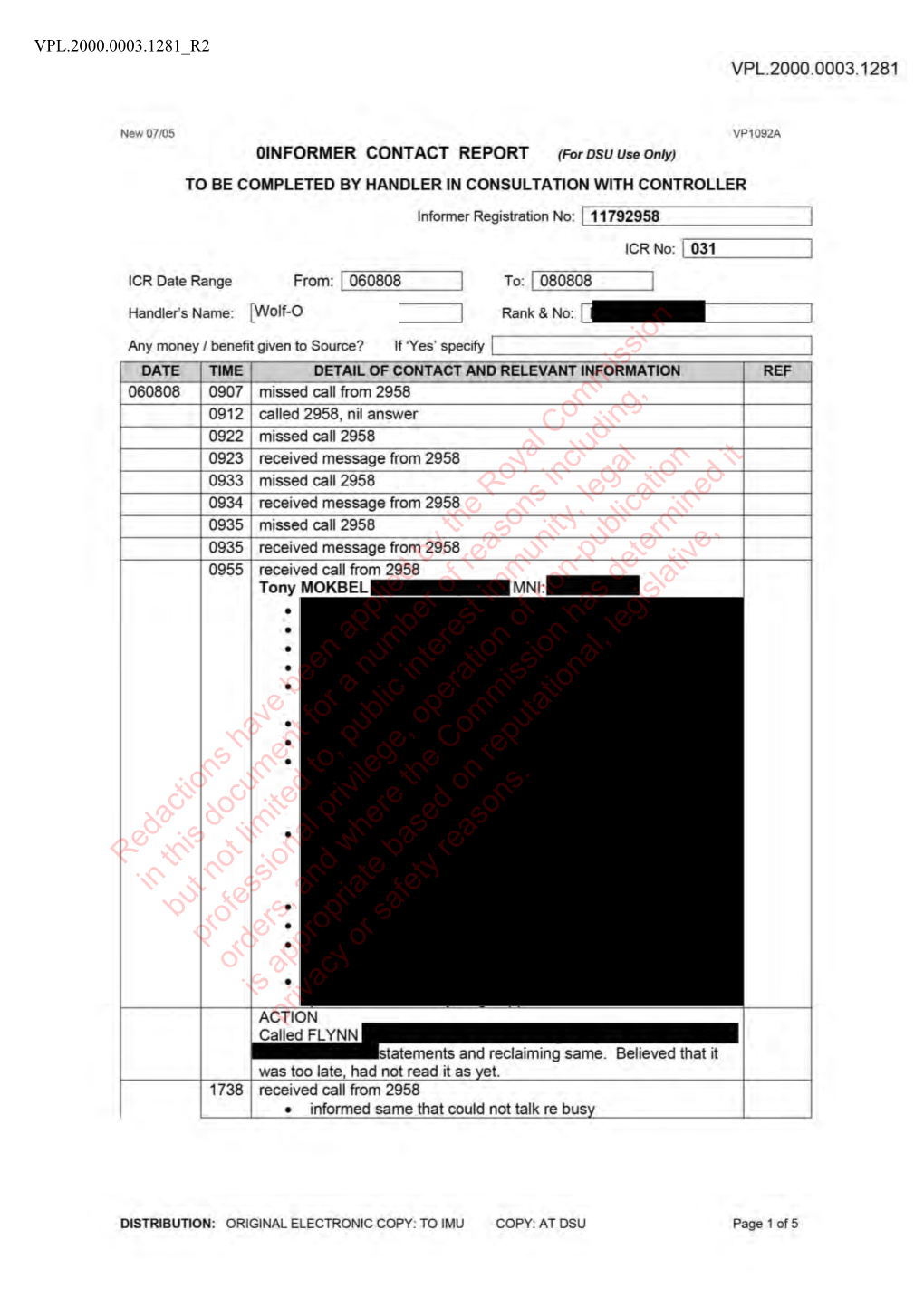 Redactions Have Been Applied by the Royal Commission in This Document