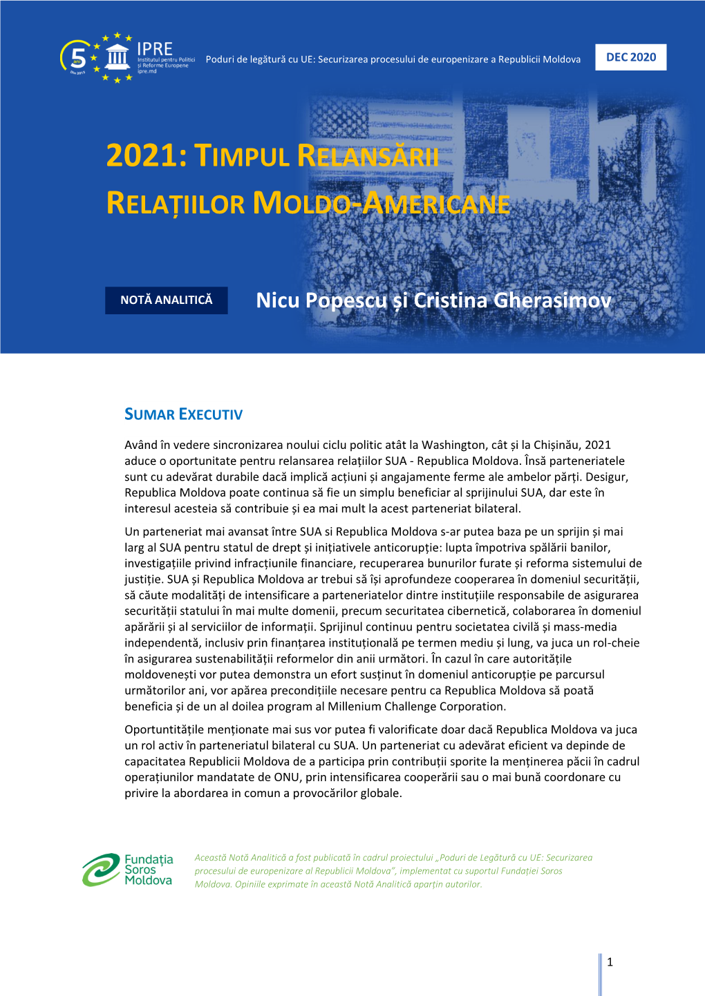 2021:Timpul Relansării Relațiilor Moldo-Americane