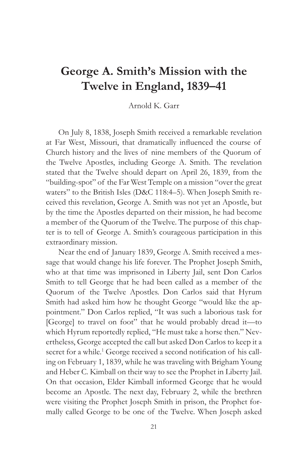 George A. Smith's Mission with the Twelve in England, 1839–41