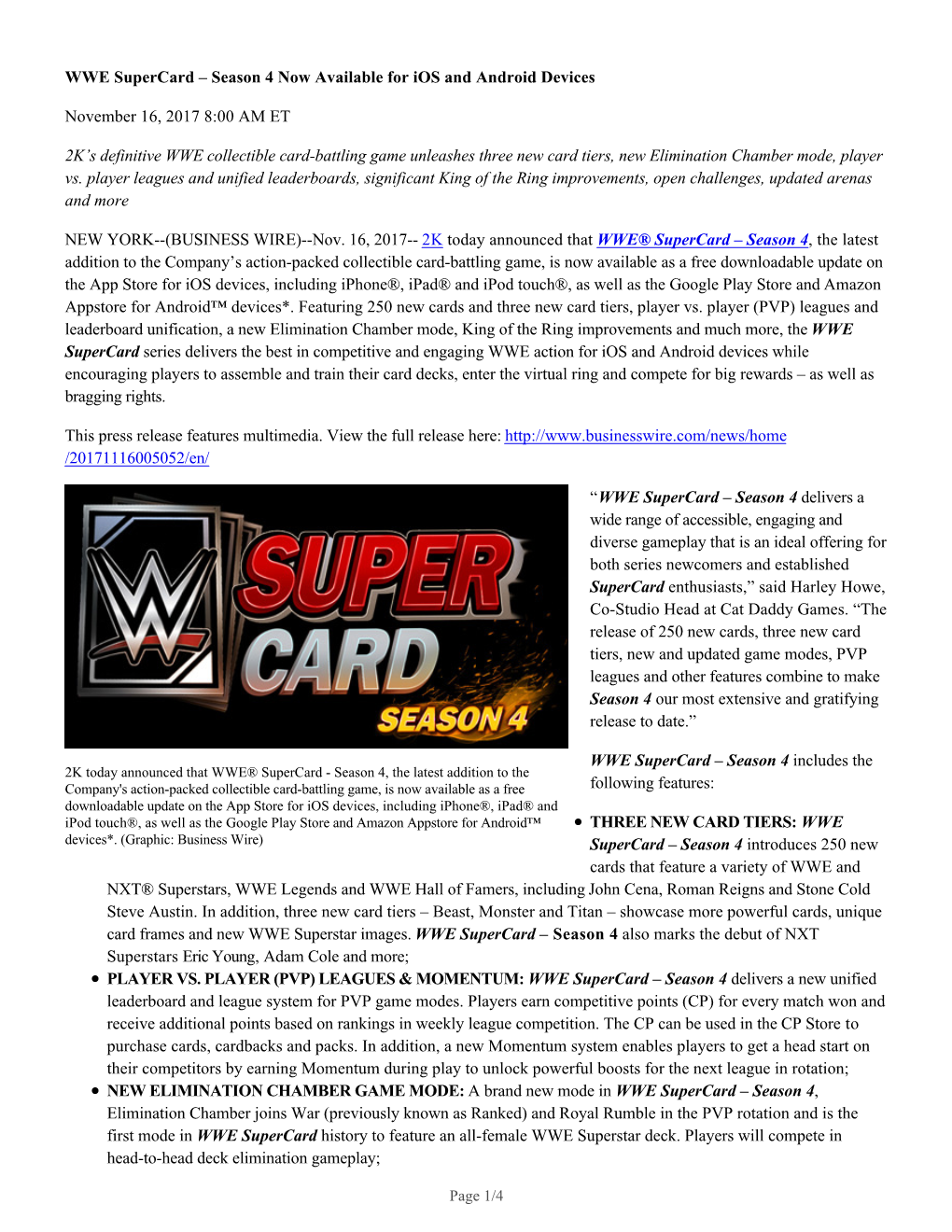 WWE Supercard – Season 4 Now Available for Ios and Android Devices