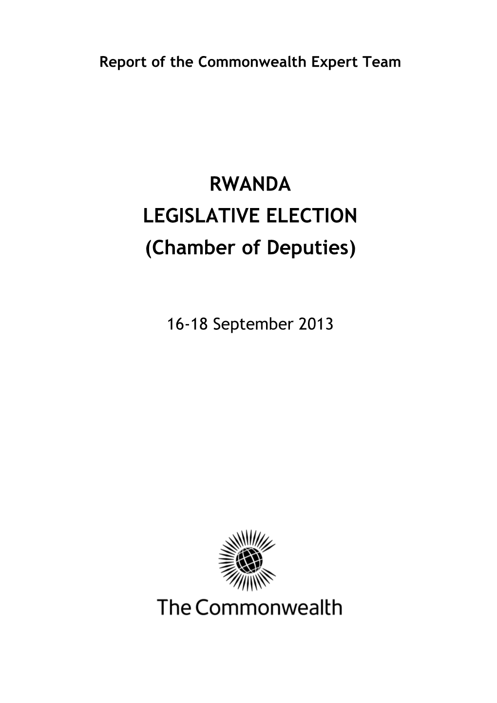 RWANDA LEGISLATIVE ELECTION (Chamber of Deputies)